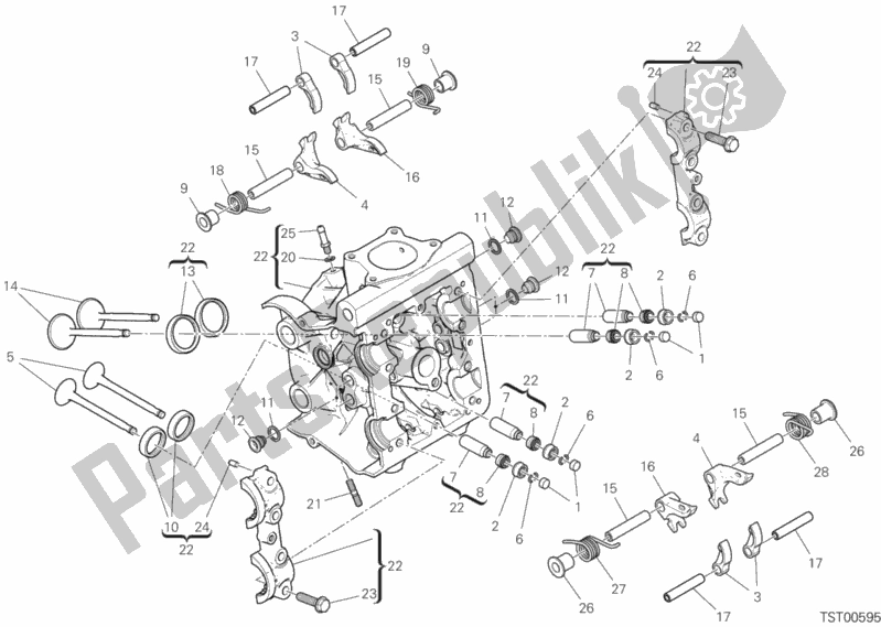 Alle onderdelen voor de Horizontale Kop van de Ducati Supersport S Thailand 950 2019
